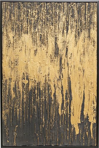 Kare Design Leinwandbild Abstract, Schwarz, Wandbild mit Rahmen, Massivholz Rahmen, Acrylfarbe, handgemalt, Unikat, Abstrakt, Modern, Wohnzimmer, Schlafzimmer, Flur, 120x80 cm (L/B) im Sale